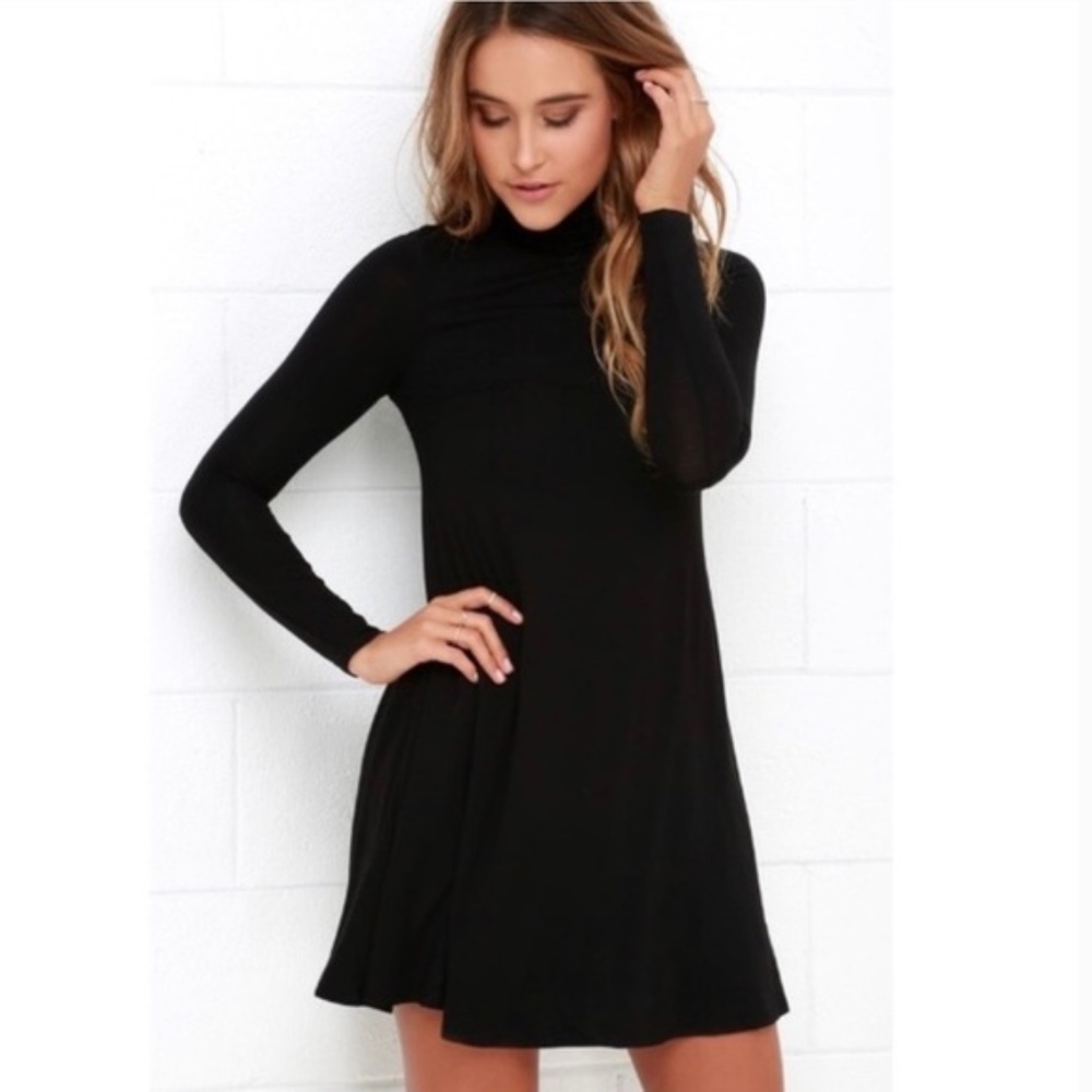 Lulus long sleeve black turtle neck dress medium - Picture 1 of 8
